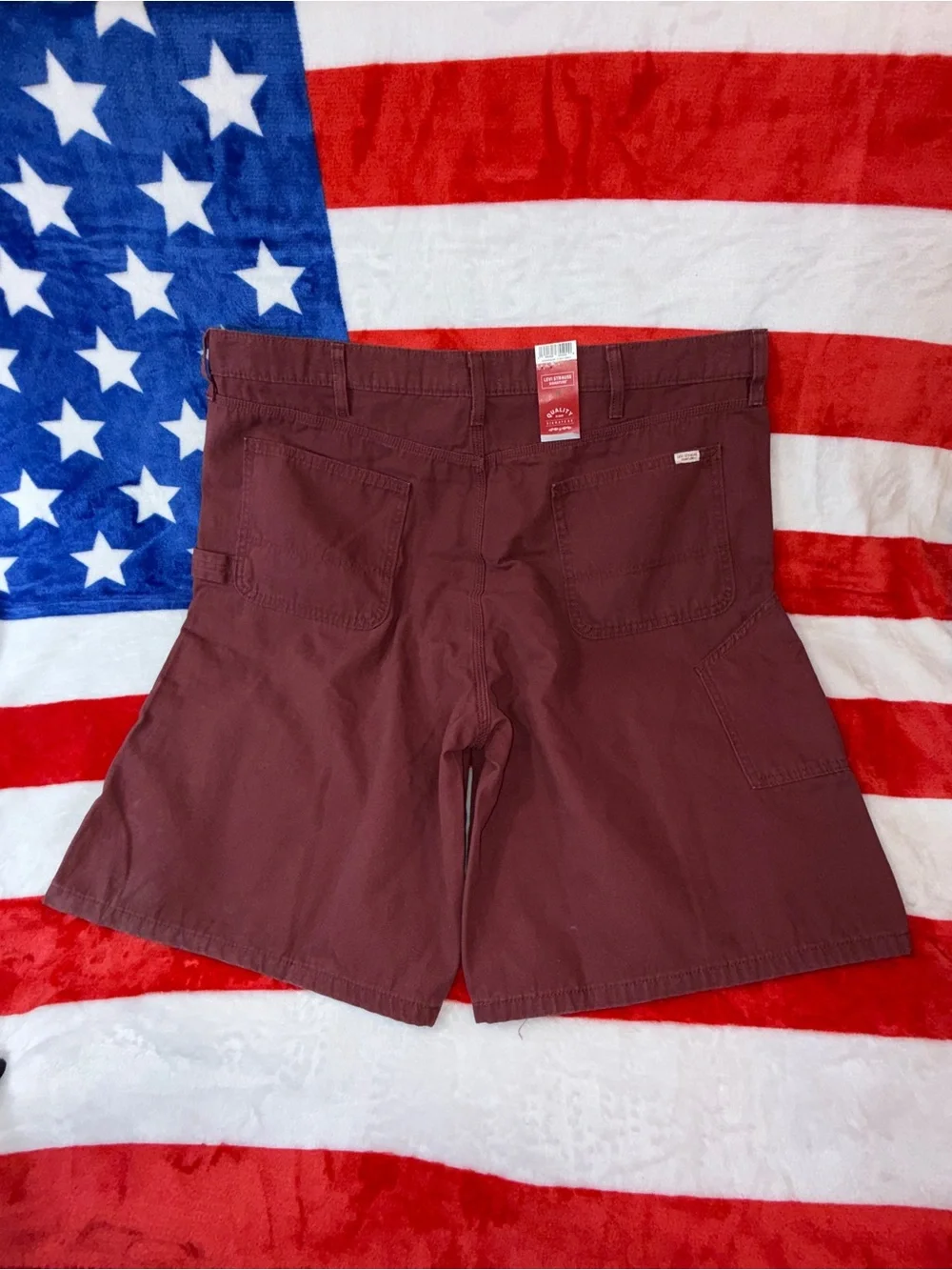 2 Levi's Men's 42 x 10 1/2” (long inseam), Shorts - Burgundy PRE STRESSED- Dirty